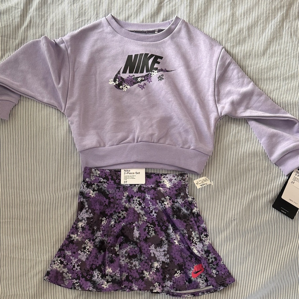 Nike Lavender Sweatshirt and Floral Skirt Set